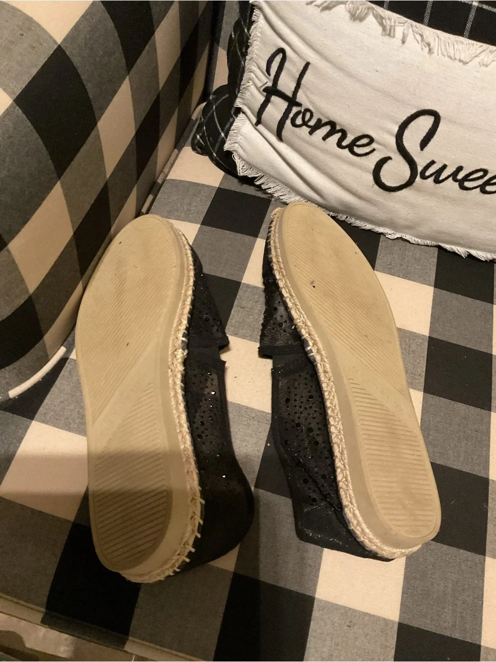 Yellow Box Black Mesh Rhinesone Espadrille Flats Women’s Size 9.5